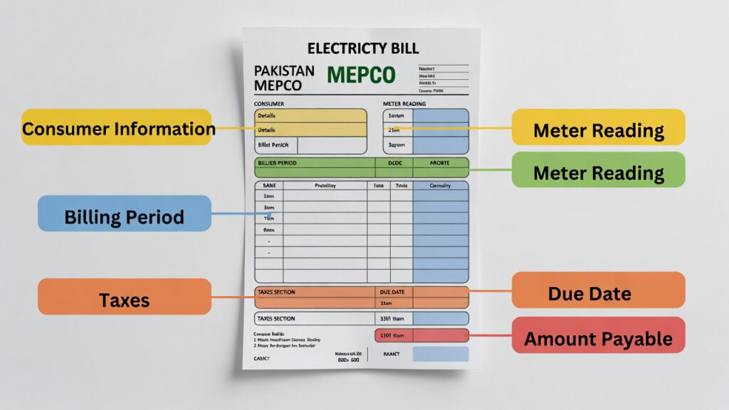 MEPCO Bill Mein Kya Kya Likha Hota Hai?